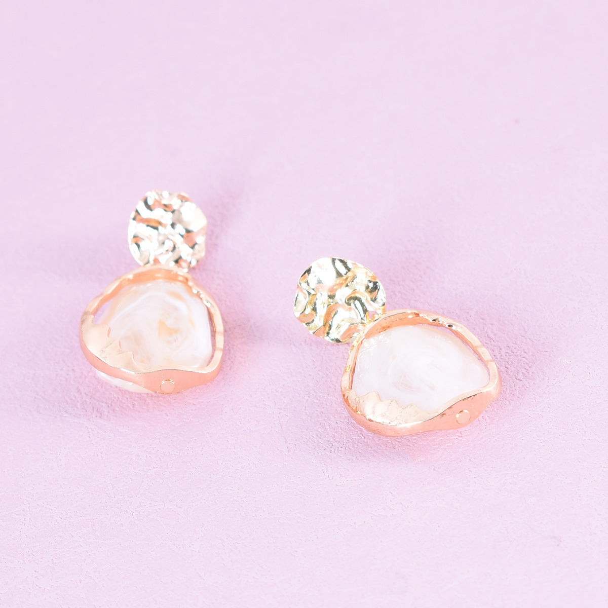 Retro Beige Alloy Earrings With Electroplated Finish And 925 Sterling Silver Ear Pins