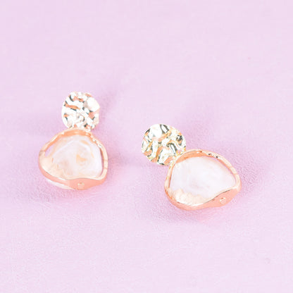 Retro Beige Alloy Earrings With Electroplated Finish And 925 Sterling Silver Ear Pins