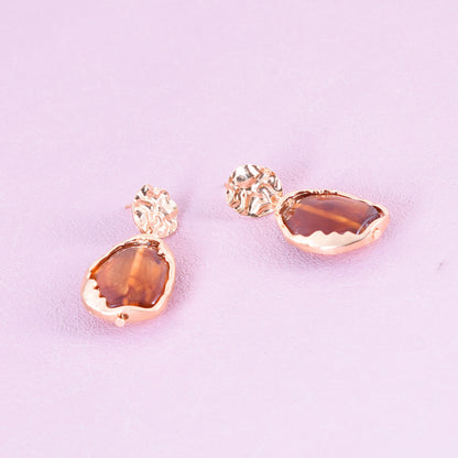 Retro Beige Alloy Earrings With Electroplated Finish And 925 Sterling Silver Ear Pins