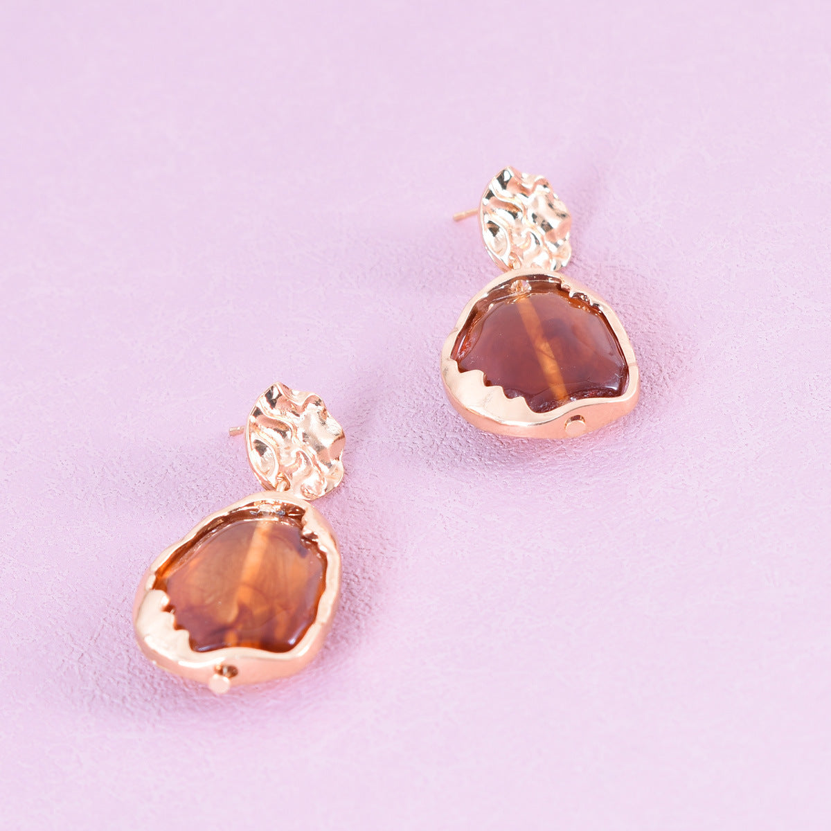 Retro Beige Alloy Earrings With Electroplated Finish And 925 Sterling Silver Ear Pins