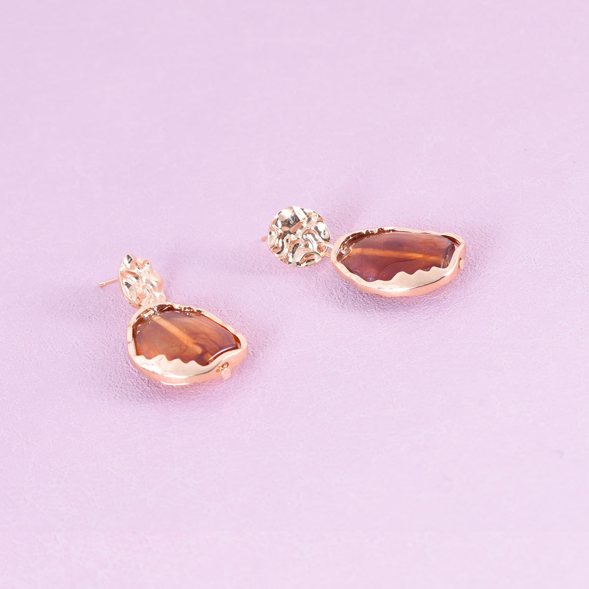 Retro Beige Alloy Earrings With Electroplated Finish And 925 Sterling Silver Ear Pins