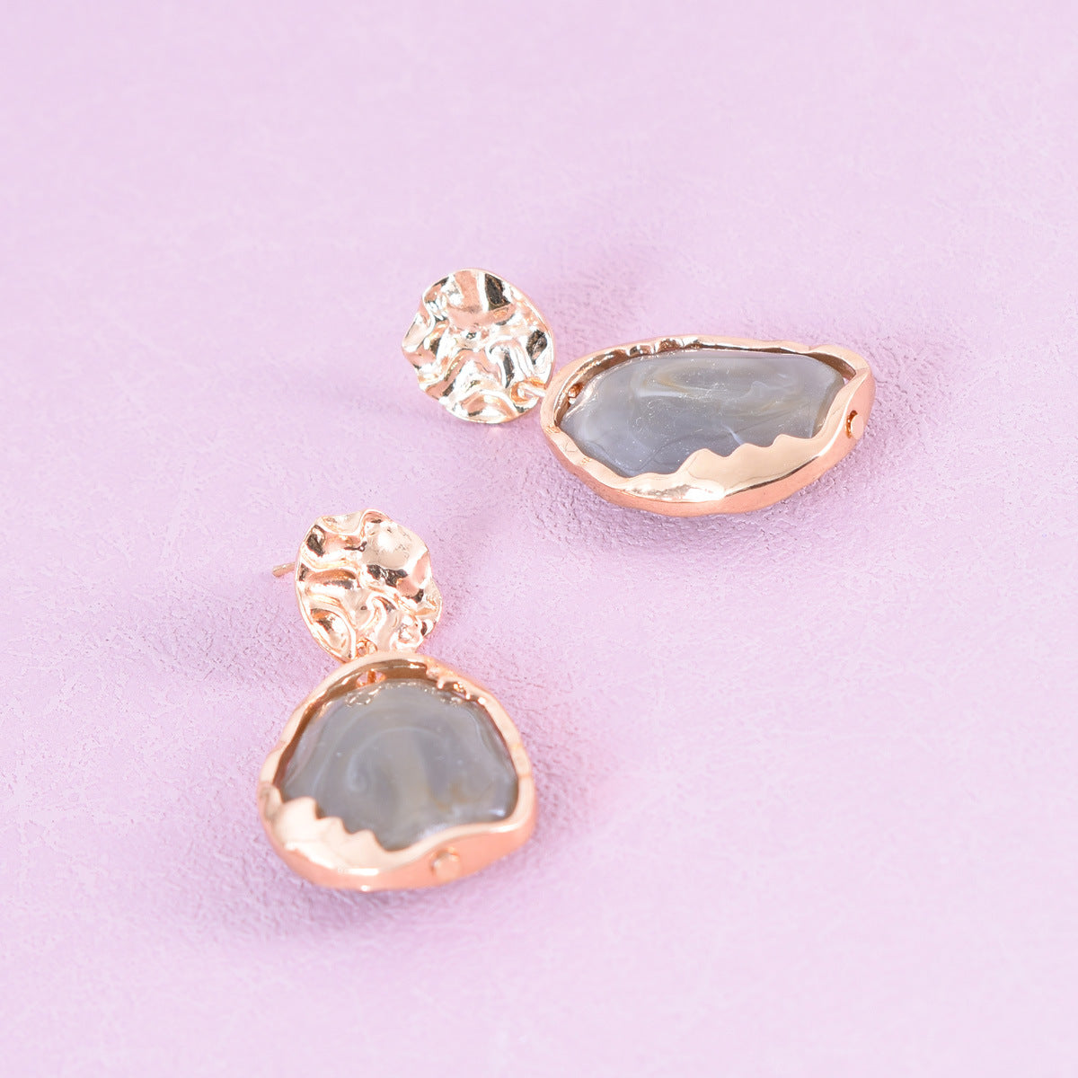 Retro Beige Alloy Earrings With Electroplated Finish And 925 Sterling Silver Ear Pins