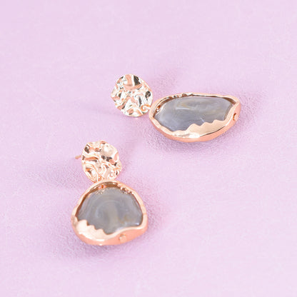 Retro Beige Alloy Earrings With Electroplated Finish And 925 Sterling Silver Ear Pins