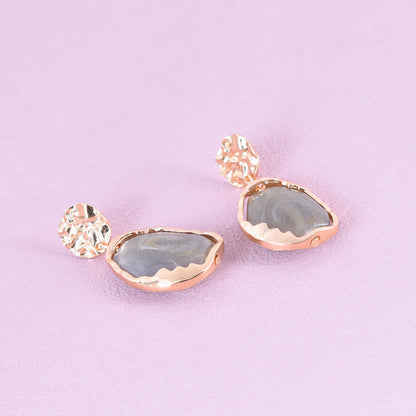 Retro Beige Alloy Earrings With Electroplated Finish And 925 Sterling Silver Ear Pins