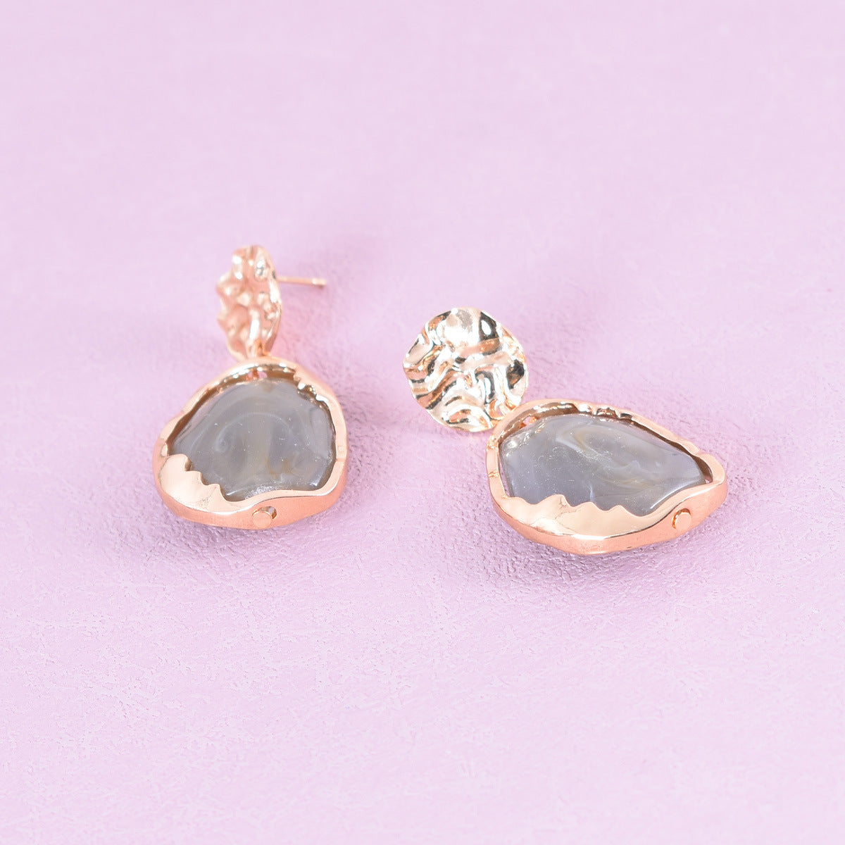 Retro Beige Alloy Earrings With Electroplated Finish And 925 Sterling Silver Ear Pins