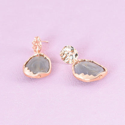 Retro Beige Alloy Earrings With Electroplated Finish And 925 Sterling Silver Ear Pins