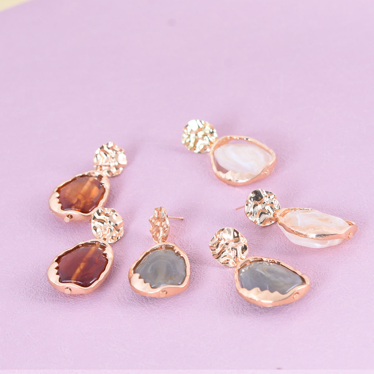 Retro Beige Alloy Earrings With Electroplated Finish And 925 Sterling Silver Ear Pins