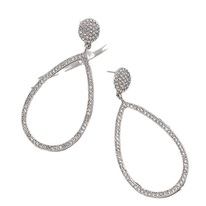 Sweet Silver Water Droplets Earrings In Alloy With Rhinestones Featuring Electroplated Finish