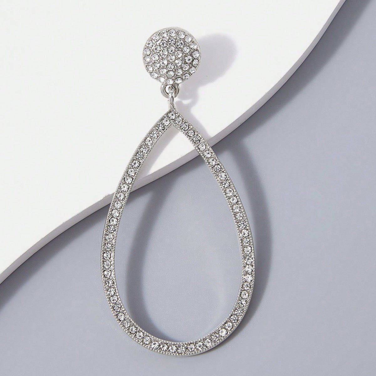 Sweet Silver Water Droplets Earrings In Alloy With Rhinestones Featuring Electroplated Finish