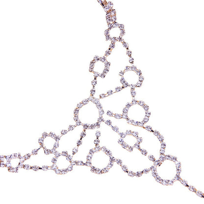 Women's Gold Alloy Anklet With Round Rhinestone Inlay, Perfect Beach Foot Accessory