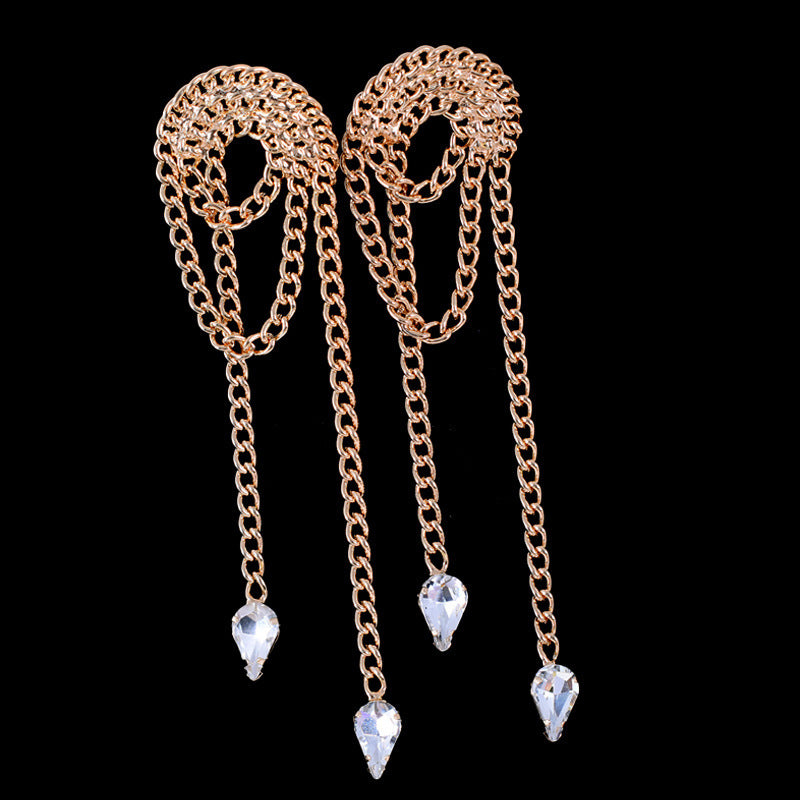 Sweet Tassel Chain Earrings For Women, Electroplated Alloy With Zircon Inlay
