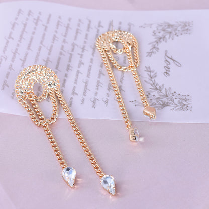 Sweet Tassel Chain Earrings For Women, Electroplated Alloy With Zircon Inlay
