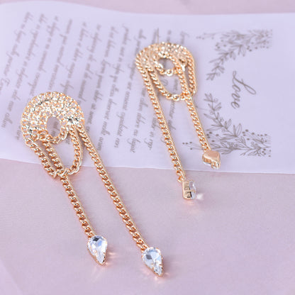 Sweet Tassel Chain Earrings For Women, Electroplated Alloy With Zircon Inlay