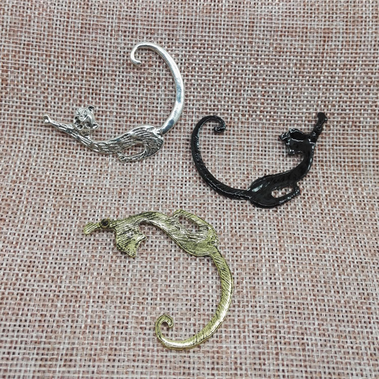 Punk Style Dyed Black Alloy Earrings For Women, Featuring Durable Material And Unique Design