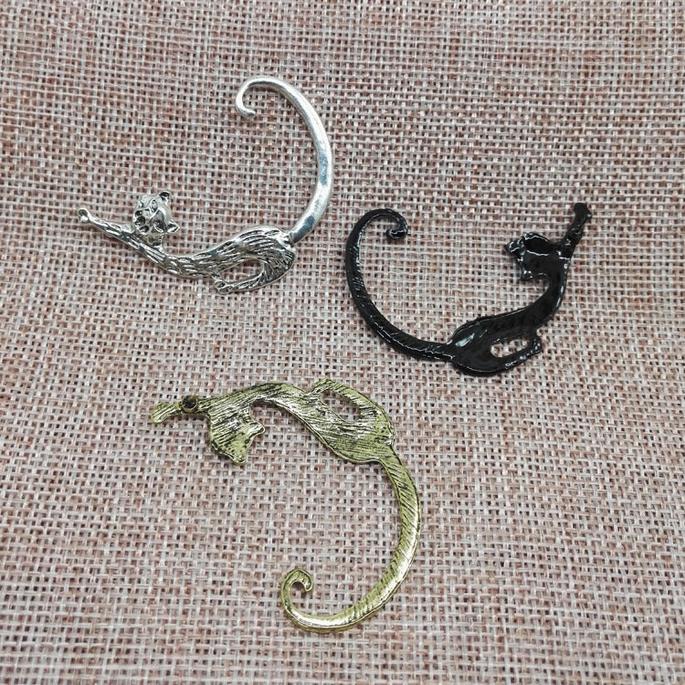 Punk Style Dyed Black Alloy Earrings For Women, Featuring Durable Material And Unique Design