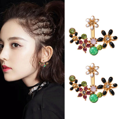 Sweet White Flower Earrings For Women In Alloy With Rhinestone Inlay