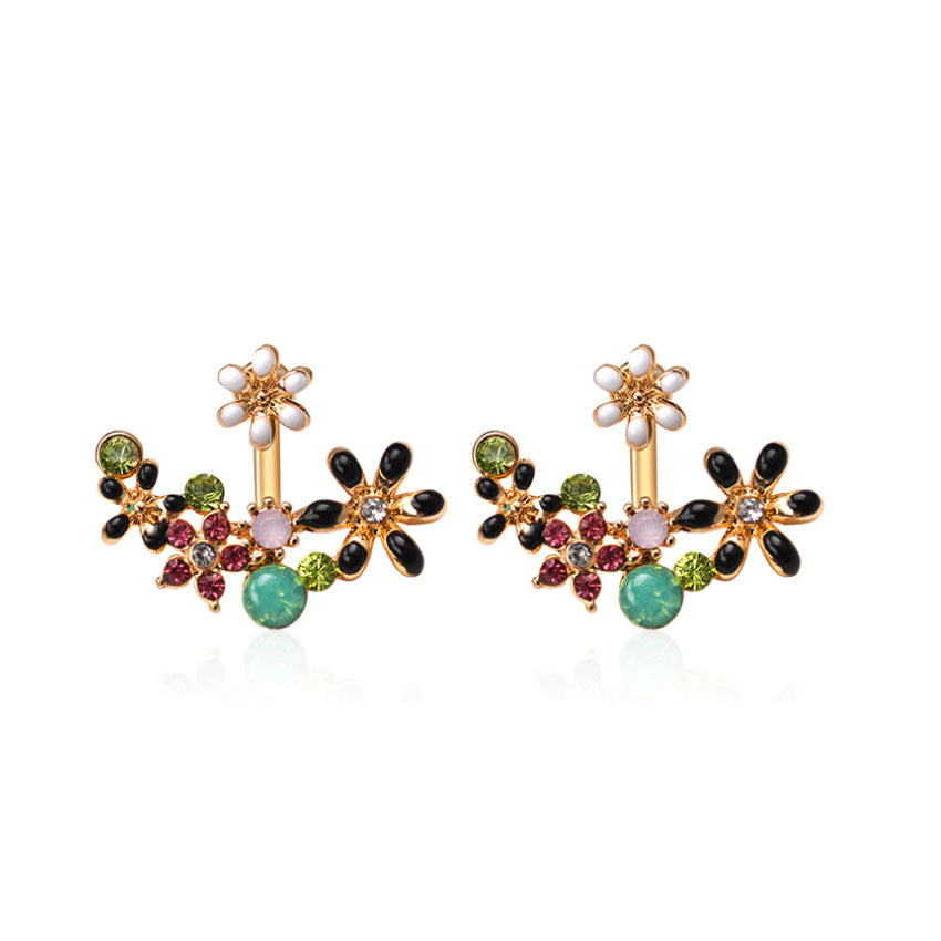 Sweet White Flower Earrings For Women In Alloy With Rhinestone Inlay