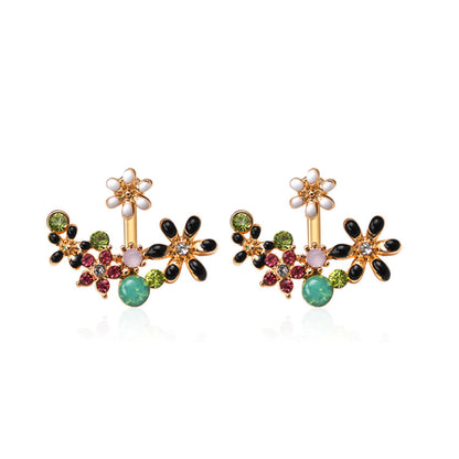 Sweet White Flower Earrings For Women In Alloy With Rhinestone Inlay