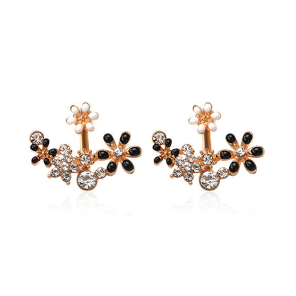 Sweet White Flower Earrings For Women In Alloy With Rhinestone Inlay