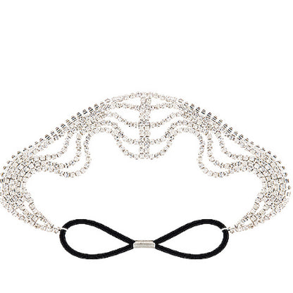 Plaid Bridal Jewelry Headband For Women In Silver Alloy With Rhinestone Embellishments