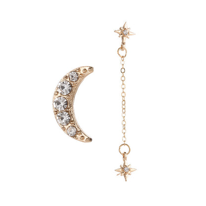 Star Stud Earrings With Alloy And Rhinestones, Featuring 304 Stainless Steel Ear Pins In Silver
