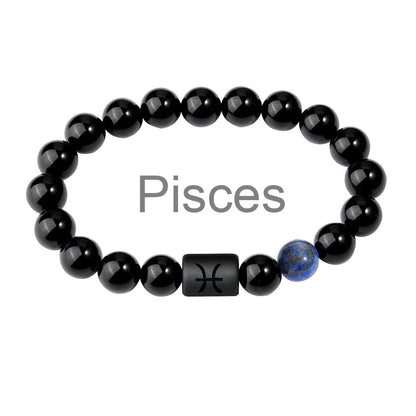 Classic Style Men's Constellation Wristband Bracelet With Glass Beading On Elastic String Cord