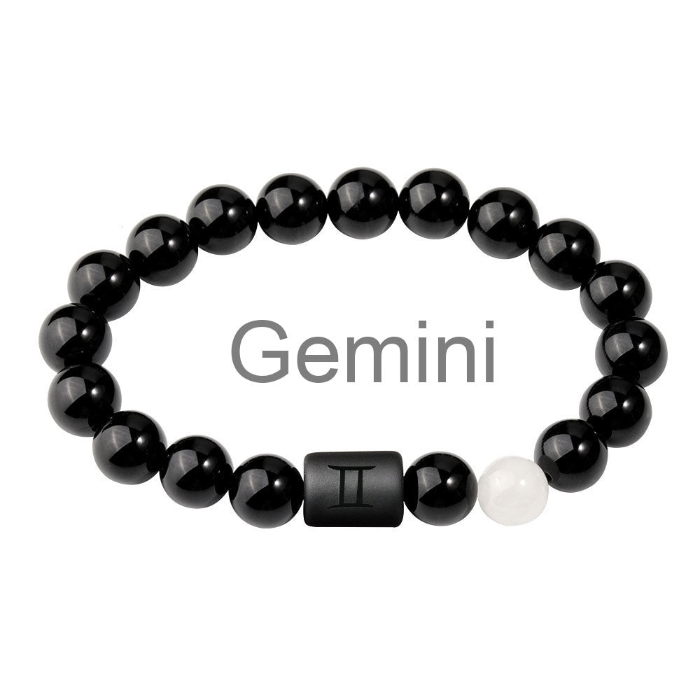 Classic Style Men's Constellation Wristband Bracelet With Glass Beading On Elastic String Cord