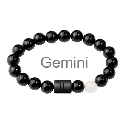 Classic Style Men's Constellation Wristband Bracelet With Glass Beading On Elastic String Cord