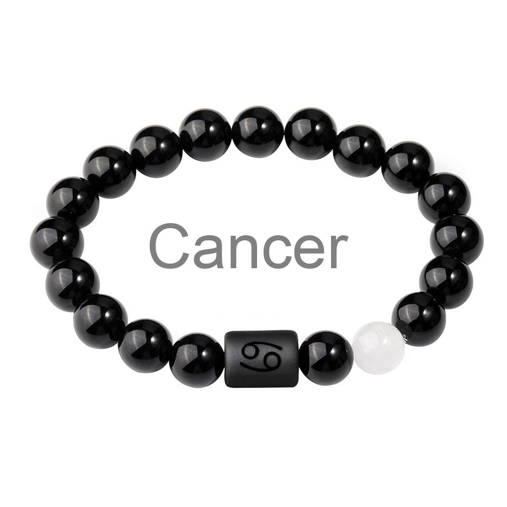 Classic Style Men's Constellation Wristband Bracelet With Glass Beading On Elastic String Cord