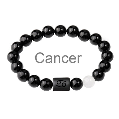 Classic Style Men's Constellation Wristband Bracelet With Glass Beading On Elastic String Cord