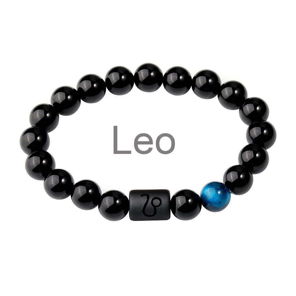 Classic Style Men's Constellation Wristband Bracelet With Glass Beading On Elastic String Cord