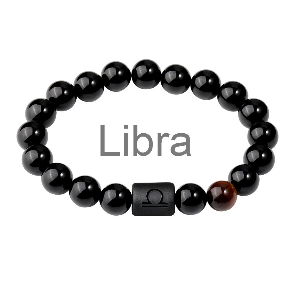 Classic Style Men's Constellation Wristband Bracelet With Glass Beading On Elastic String Cord
