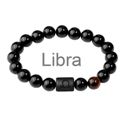 Classic Style Men's Constellation Wristband Bracelet With Glass Beading On Elastic String Cord