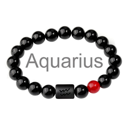 Classic Style Men's Constellation Wristband Bracelet With Glass Beading On Elastic String Cord