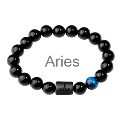 Classic Style Men's Constellation Wristband Bracelet With Glass Beading On Elastic String Cord