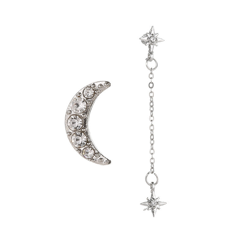 Star Stud Earrings With Alloy And Rhinestones, Featuring 304 Stainless Steel Ear Pins In Silver