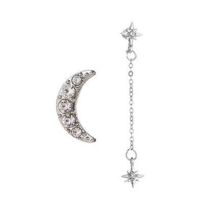 Star Stud Earrings With Alloy And Rhinestones, Featuring 304 Stainless Steel Ear Pins In Silver