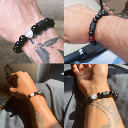 Classic Style Men's Constellation Wristband Bracelet With Glass Beading On Elastic String Cord