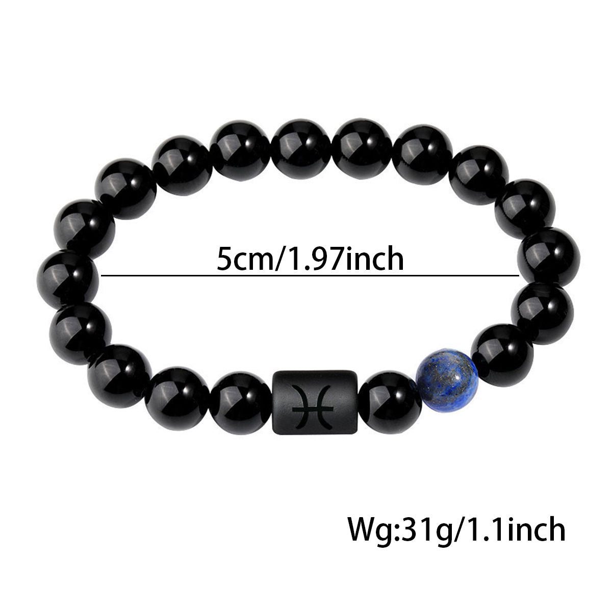 Classic Style Men's Constellation Wristband Bracelet With Glass Beading On Elastic String Cord