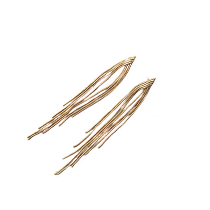 Simple Style Gold Tassel Earrings Featuring Electroplated Alloy Craftsmanship