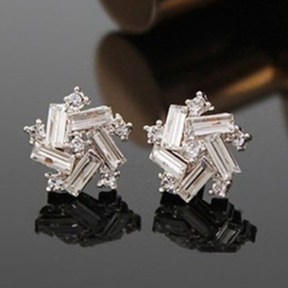 Windmill Stud Earrings For Women In Electroplated Alloy With Crystal Inlay, Perfect For Wedding Occasions