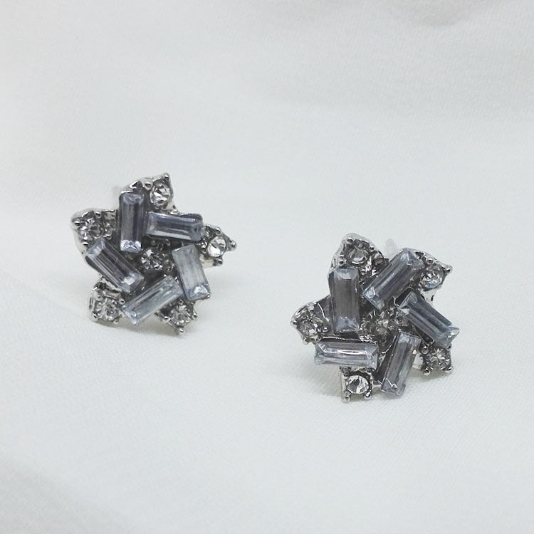 Windmill Stud Earrings For Women In Electroplated Alloy With Crystal Inlay, Perfect For Wedding Occasions