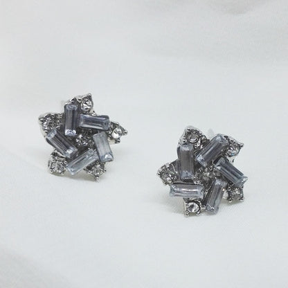Windmill Stud Earrings For Women In Electroplated Alloy With Crystal Inlay, Perfect For Wedding Occasions