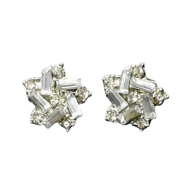 Windmill Stud Earrings For Women In Electroplated Alloy With Crystal Inlay, Perfect For Wedding Occasions