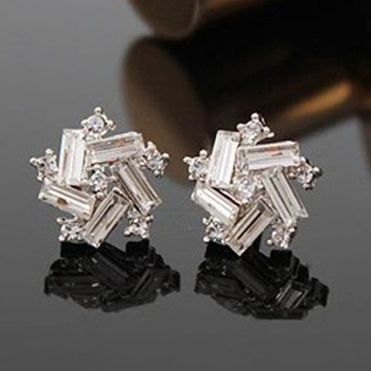 Windmill Stud Earrings For Women In Electroplated Alloy With Crystal Inlay, Perfect For Wedding Occasions