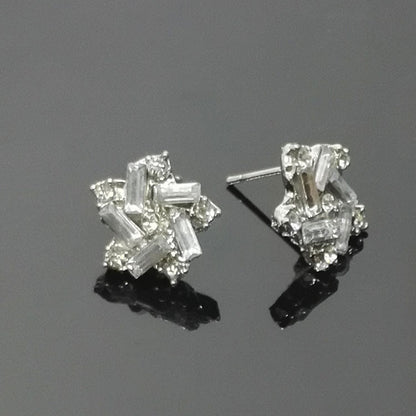 Windmill Stud Earrings For Women In Electroplated Alloy With Crystal Inlay, Perfect For Wedding Occasions