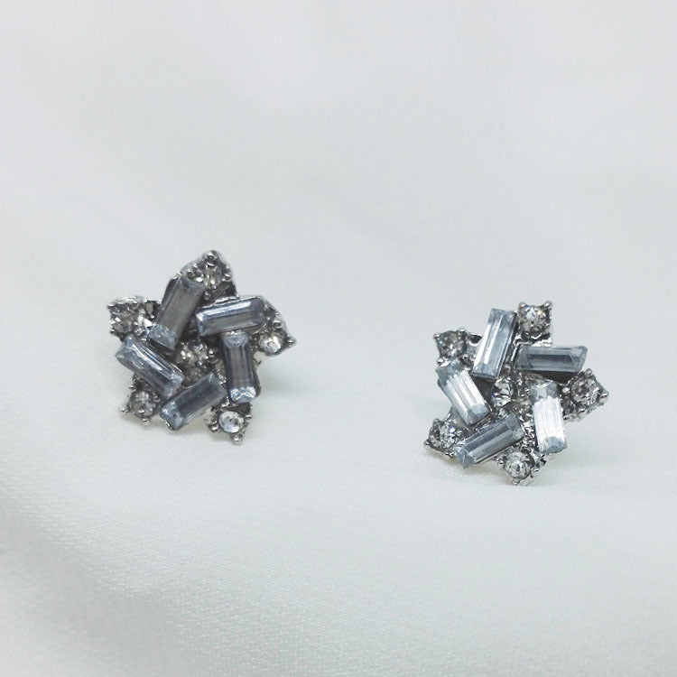 Windmill Stud Earrings For Women In Electroplated Alloy With Crystal Inlay, Perfect For Wedding Occasions