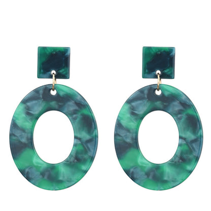 Retro Two Tone Oval Alloy Earrings For Women In White