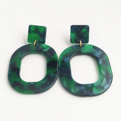 Retro Two Tone Oval Alloy Earrings For Women In White