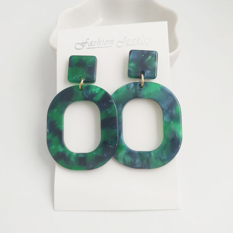 Retro Two Tone Oval Alloy Earrings For Women In White